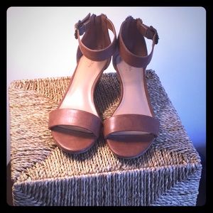 Tan wedge heel sandals, women’s size 11